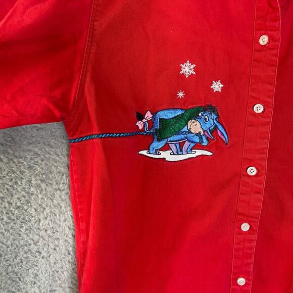 Vintage Disney store winnie the pooh embroidered button up winter sledding M - Picture 7 of 7